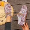 Big-size Ethnic Style Casual Shoes for Women, Colorful Lace-up Graffiti Low-top Canvas Shoes