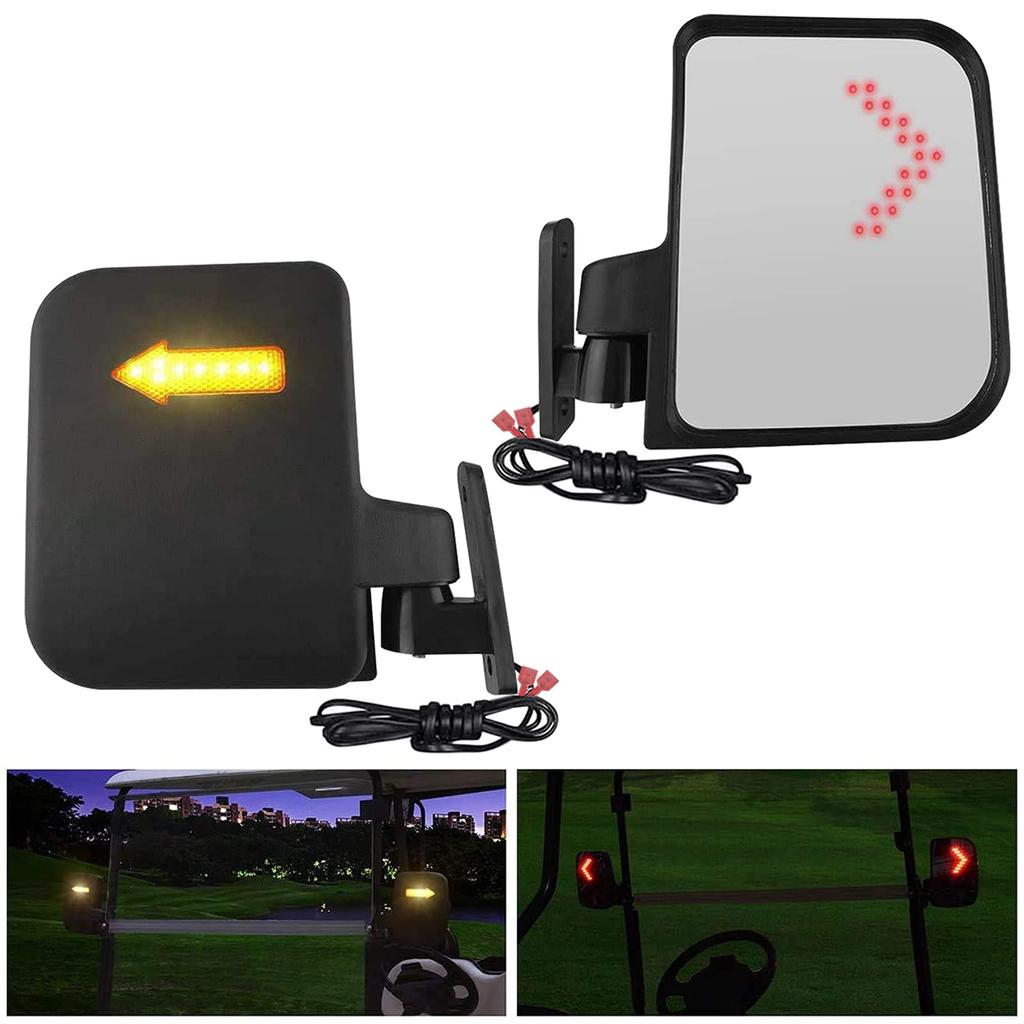 Golf Cart Mirror Universal Golf Cart Side Mirror with Turn Signal Light Rearview Mirror
