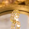 Exquisite super flash zircon ring for girls, light luxury, high-end sense opening adjustable ring, simple real gold electroplating