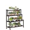 Wrought Iron & Wood Multi-Layer Flower Pot Stand for Balcony or Living Room