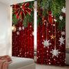2Pcs Christmas Curtains Classical Pine Tree Snowflakes Red Green Xmas Room Suitable For Living Room Bedroom Kitchen And Bathroom