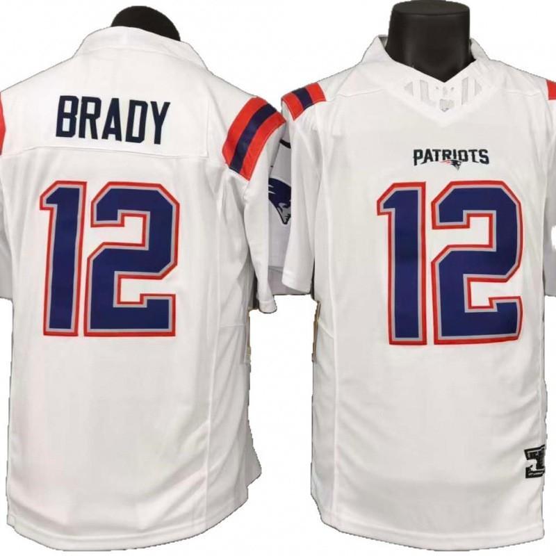 New England Patriots Tom Brady 12 White Fan Jersey Third Generation NFL Football Apparel