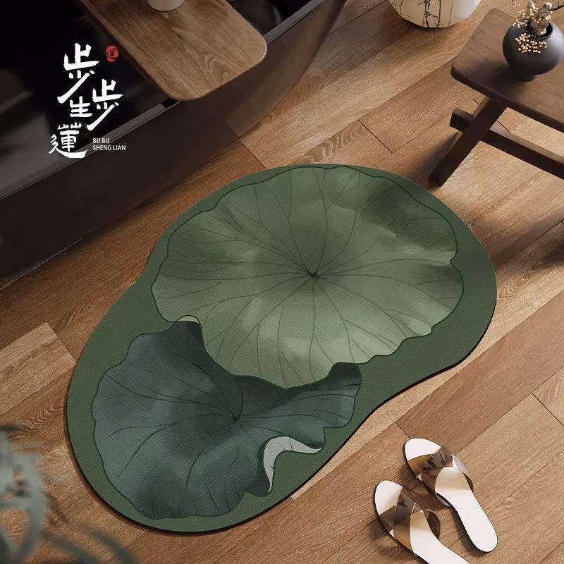 Bathroom Floor Mat Absorbent Quick Drying Foot Mat Shaped Bathroom Door Wear-resistant Carpet