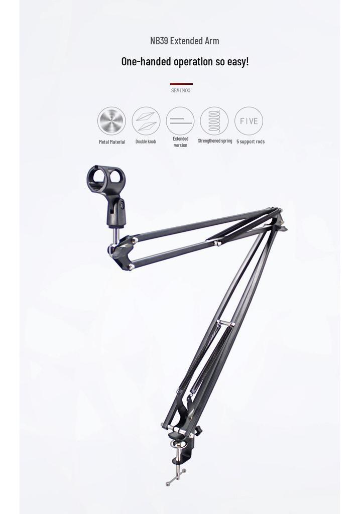 Universal NB39 Boom Arm Microphone Stand for Live Streaming and Condenser Mic - Professional Desktop Stand