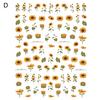 Samolepka na nehty Sunflower Shape 3D Effect Ultra Thin Blossom Floral Nail Art Water Obtisky pro ženy