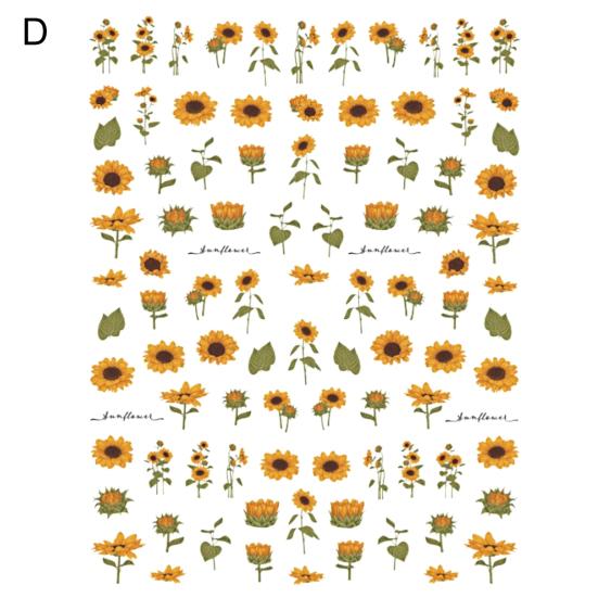 Samolepka na nehty Sunflower Shape 3D Effect Ultra Thin Blossom Floral Nail Art Water Obtisky pro ženy