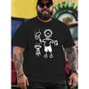 European Size Men's Large Barbecue Pattern T-Shirt - Oversized Casual Summer T-Shirt with Barbecue Illustration