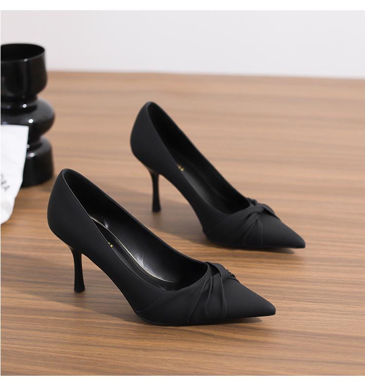 2025 Spring Women's French Twist Pointed Toe Stiletto Heels - Large Sizes 41-43 for Commuting and Work