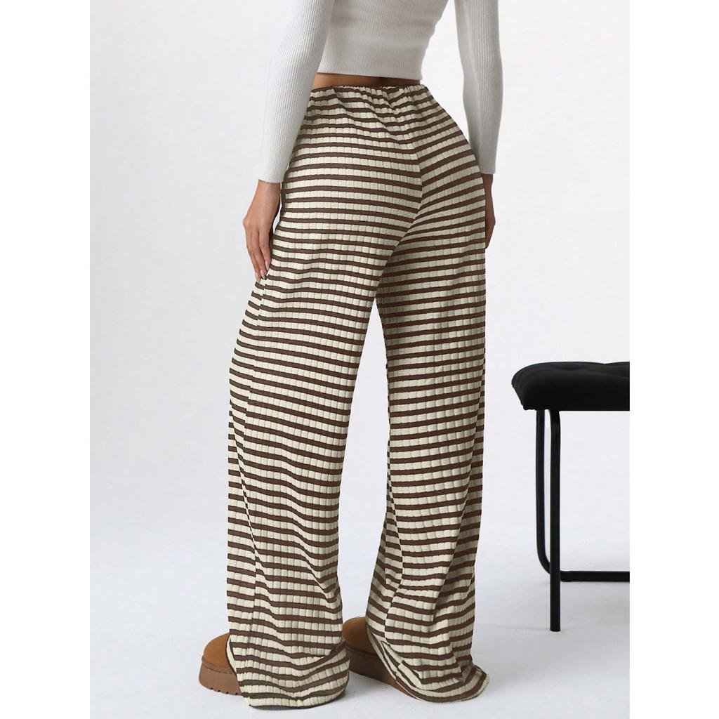 Women's Clothing, New Styles, Casual Pants, Striped, Solid Color, Elastic, Drawstring, Cotton, Straight Leg Pants