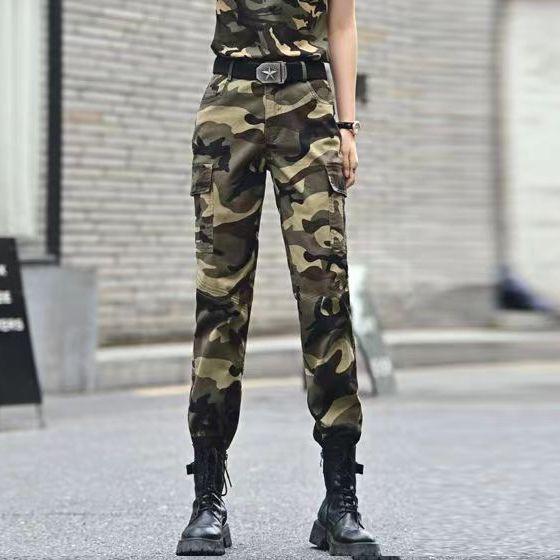 Completo Mimetico da Donna: Abbigliamento da Lavoro Estivo a Maniche Corte Rassodante e Pantaloni Lunghi Outfit da Ballo da Marinaio