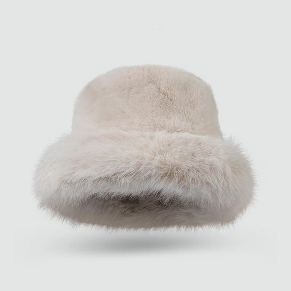 Fluffy Fur Bucket Hat For Women Soft Fluffy Fisherman Hat Thicken Ear Protection Women's Winter Hat Cold Snowy Day Panama Cap