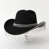 European and American rhinestone tassel water drop western cowboy top hat party holiday jazz hat