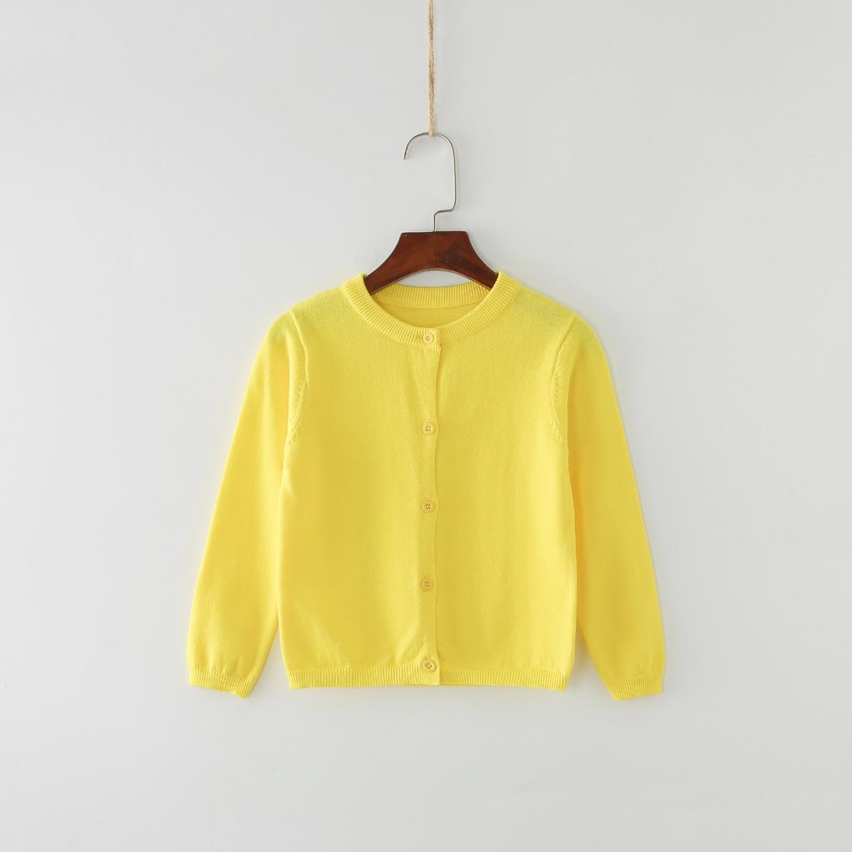Весенне-осенний свитер, кардиган конфетного цвета, однотонный маленький кардиган, детское пальто, свитер 140cm жёлтый