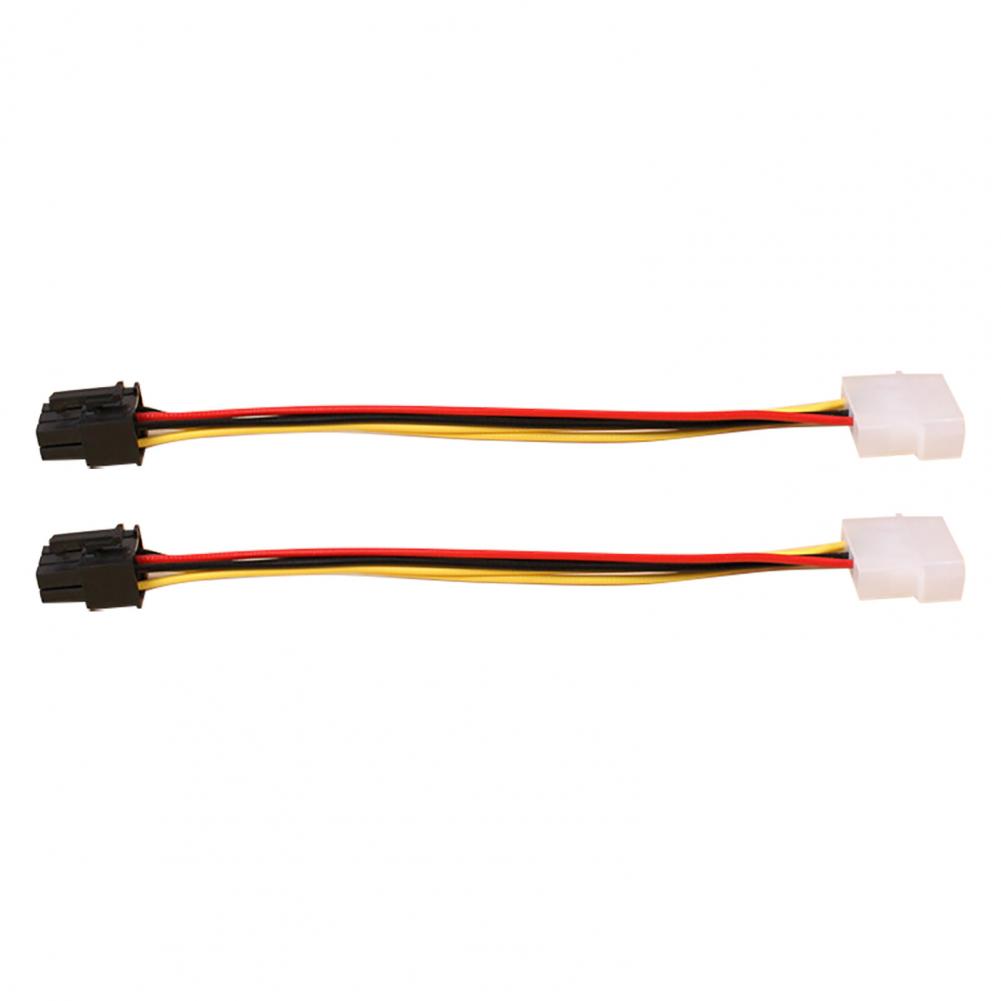 

2Pcs Convenient Professional 17cm Video Card Power Cord 4Pin to 6Pin PCI-Express PCIE Graphics Card Power Adapter Cable черный белый