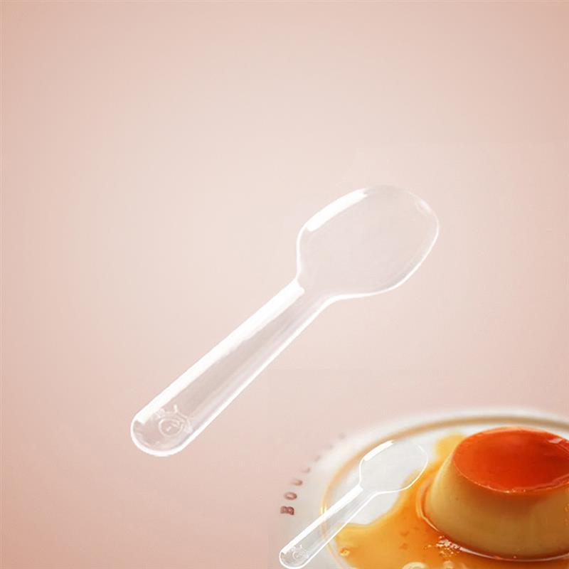 100/200/500Pcs Spoons Plastic Spoon Forks Dessert Tea And Serving Disposable Egg Bulk Appetizers That Cup Short Wood Inch