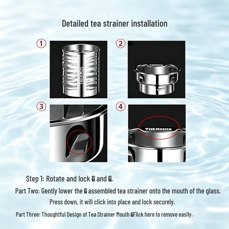 Thermos Double Wall Glass Tea Infuser Bottle