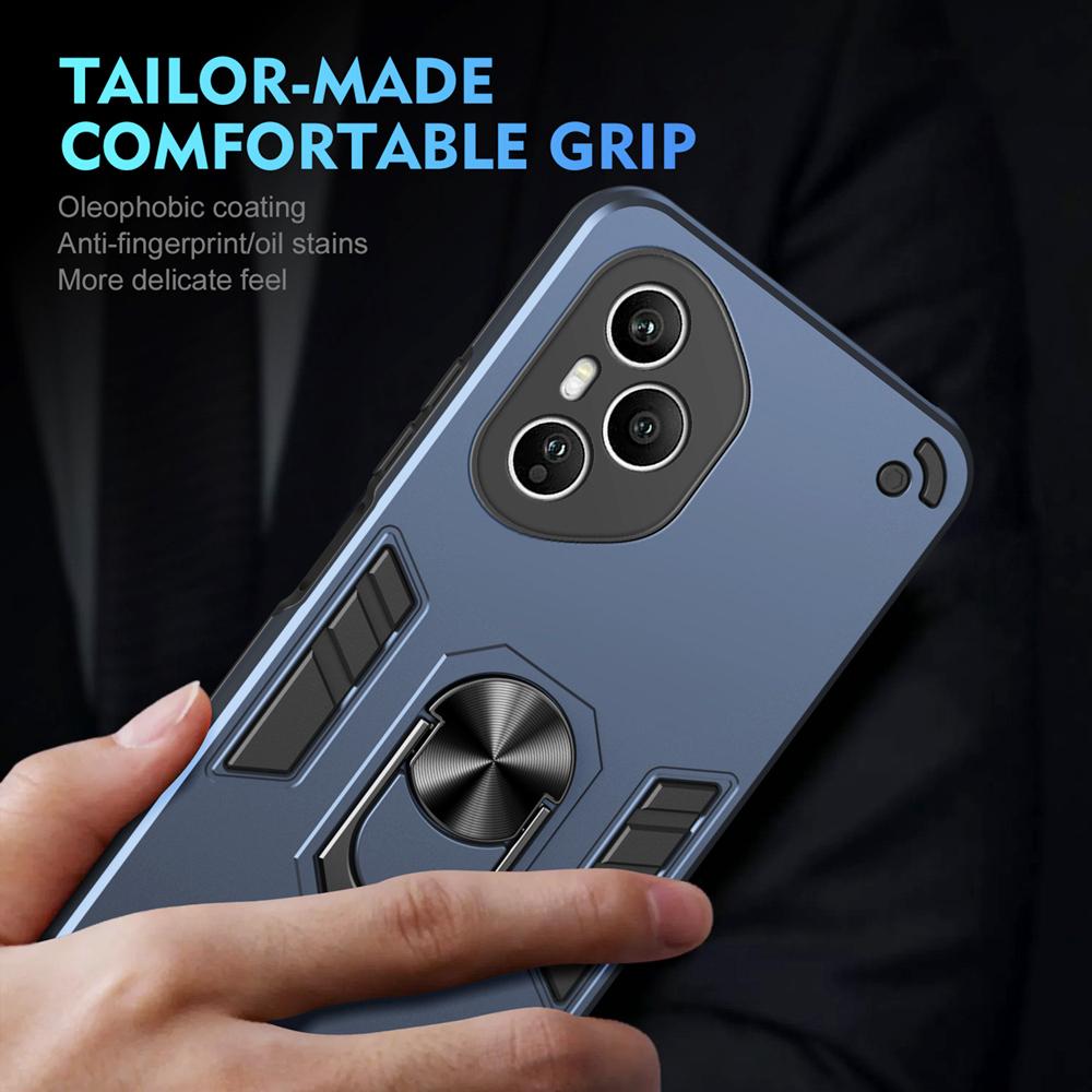 KEYSION Shockproof Armor Case for HONOR 400 Pro 5G Soft Silicone+PC Metal Ring Stand Phone Back Cover for Huawei Honor 400 5G
