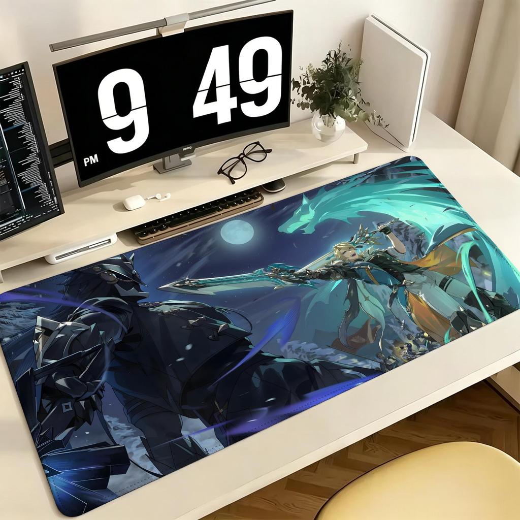 Genshin Impact Il Capitano Pro ESports Gaming-Mauspad Extra Groß Rutschfest Genähte Kante Tastatur Laptop Schreibtischmatte Für PC-Gamer
