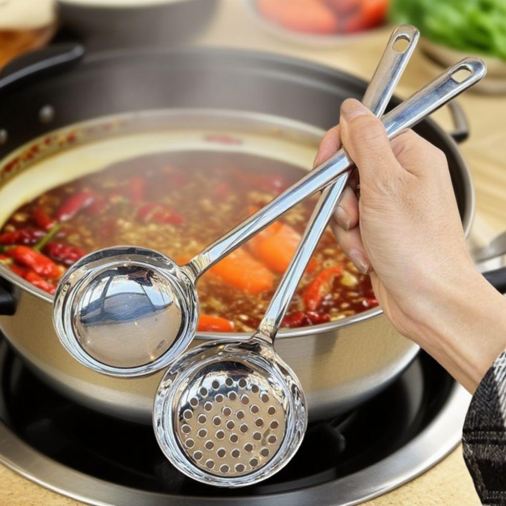 Stainless Steel Soup Spoon Deepened Serving Colander Cooking Essential Slotted Spoon  Restaurant