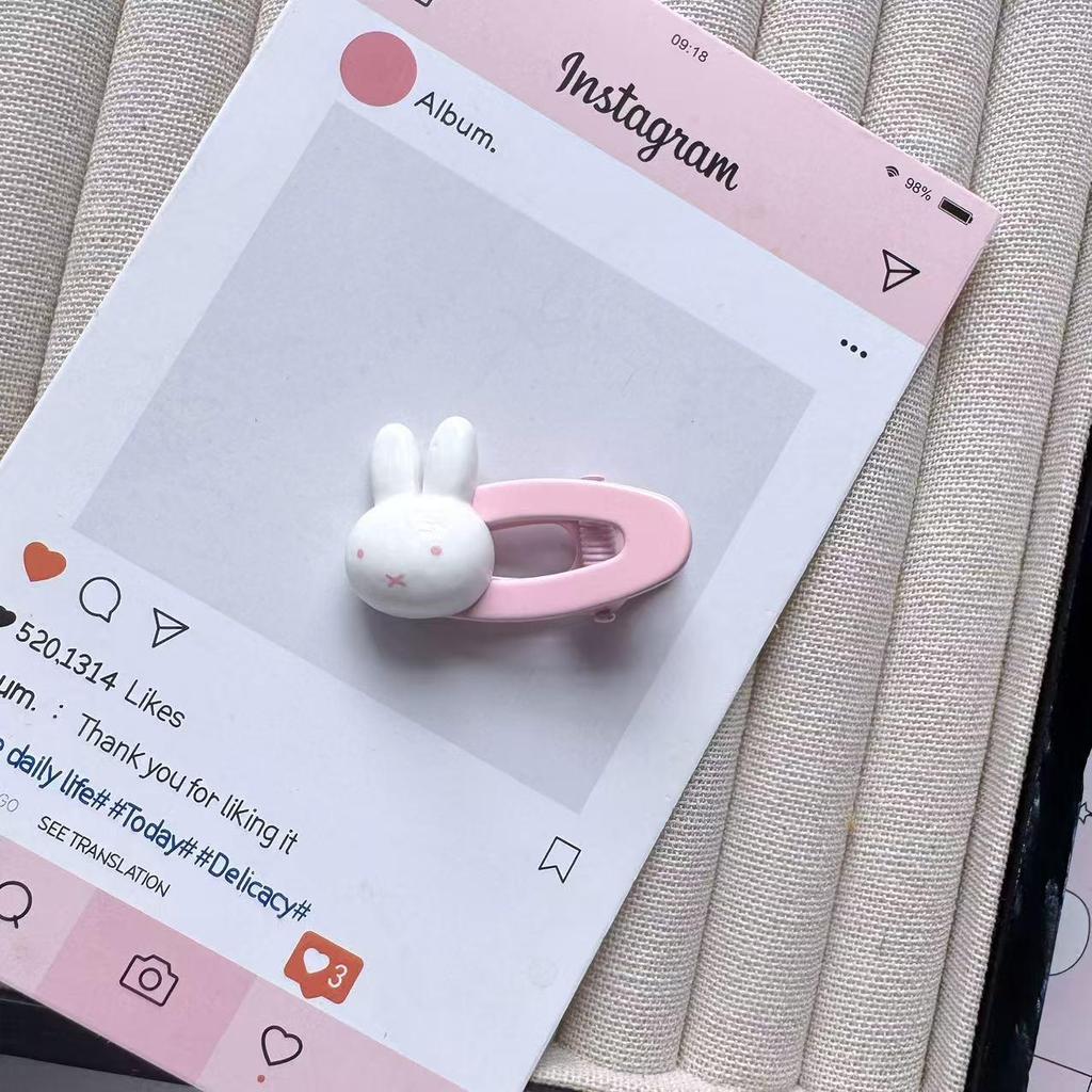 Cute Miffy Oval Hair Clip - Sweet Cartoon Side Bangs Accessory