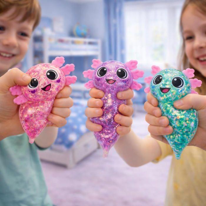 Anti-Stress - BG INTERNATIONAL - AXOLOGEL_3x - Lot 3 Glitter Axolotls - Stretchy Gel - 10 Cm Multicolor