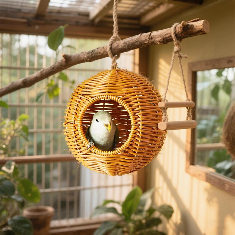 Hummingbird Nest Imitation Rattan Finch House Woven Shelter Pet Hut For Sugar Glider Ferret Canary Cockatiel Conure Small Animal
