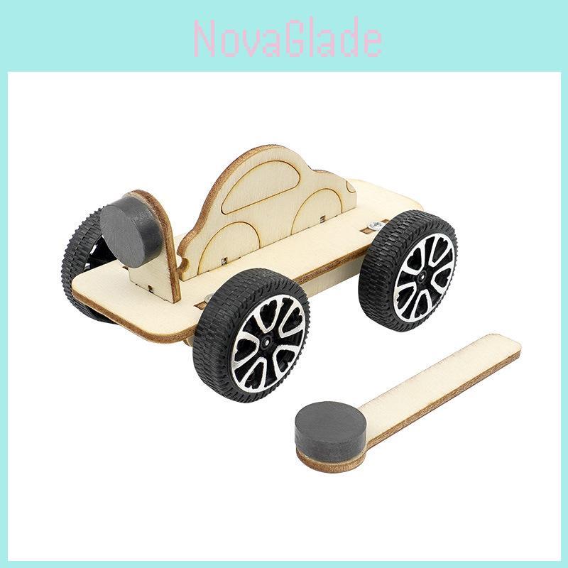 Educational Magnetic Wood Car Diy Science Toy For Kids Stem Learning Handcrafted Model