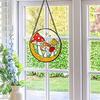 A44Z-1 PCS Mushroom Stained Window Wall Hanging Ornament 16X16cm Panel Decor For Home Gift For Nature Plant Mushroom Lovers