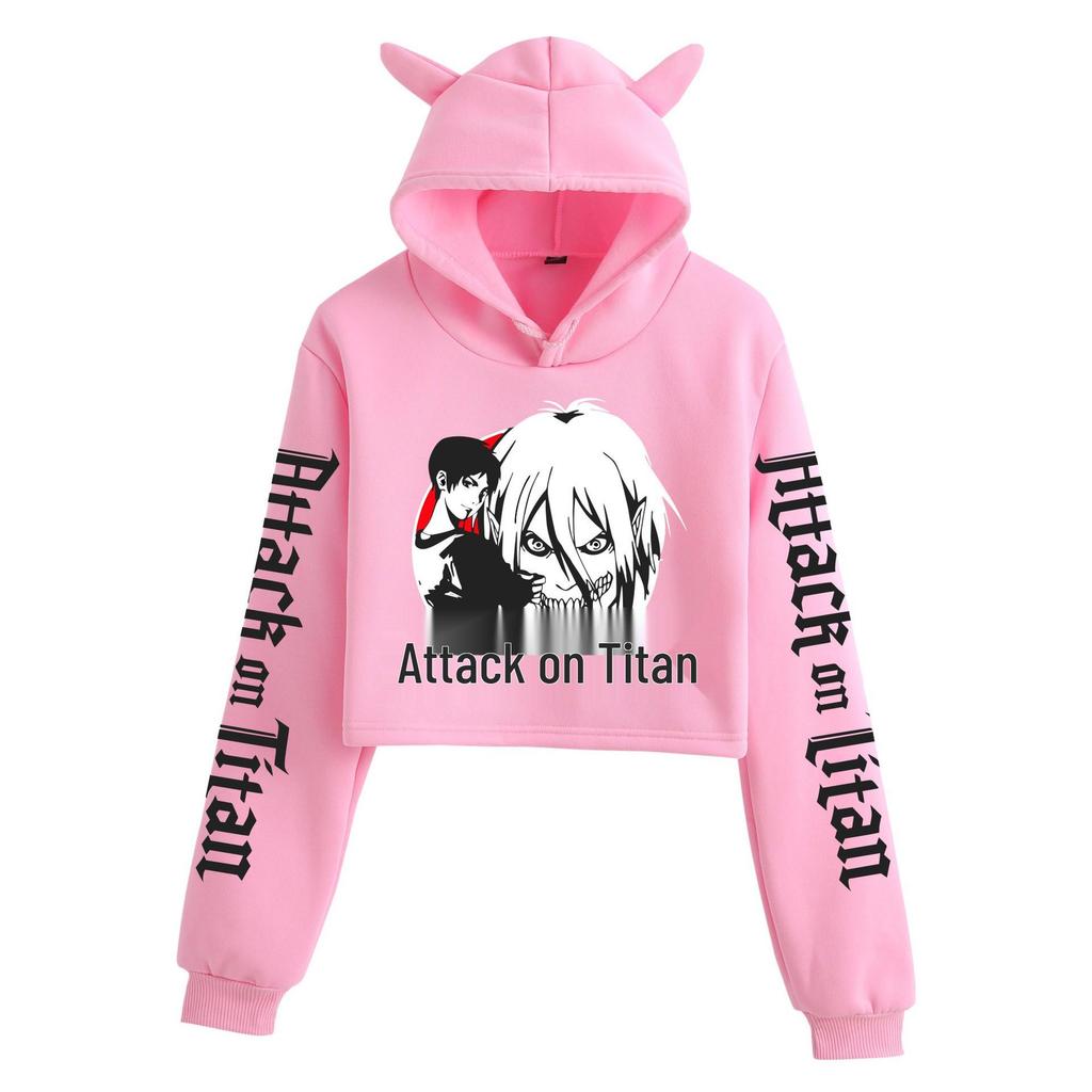 Attack on Titan Women's Cat Ear Crop Hoodie