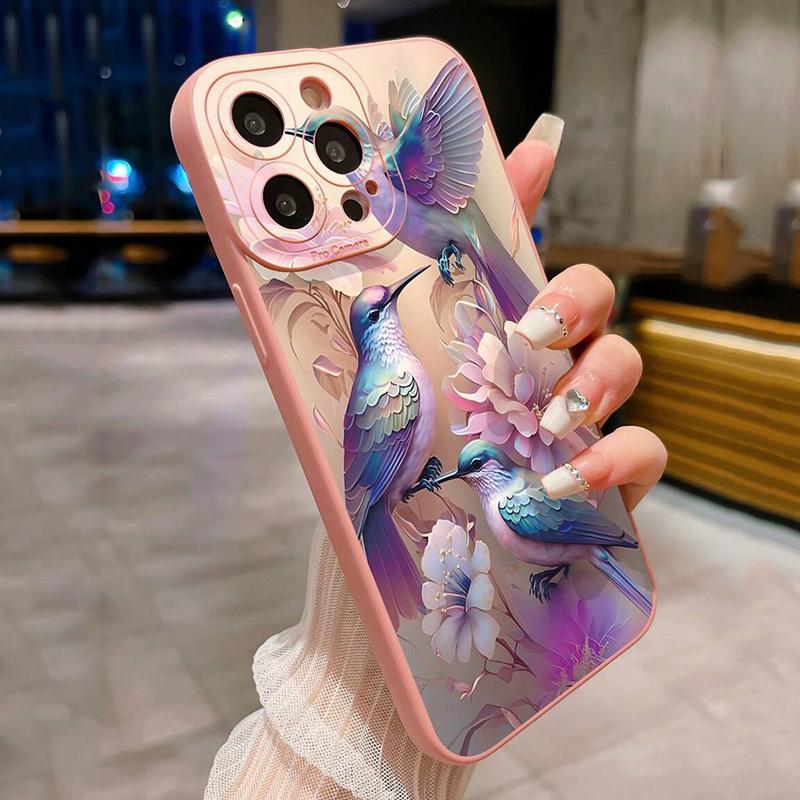 Flower Floral Bird Matte Phone Case For iPhone 17 16 15 14 11 Pro Max Air 16E 7 8 Plus XR XS X 12 13 Mini Soft Shockproof Cover
