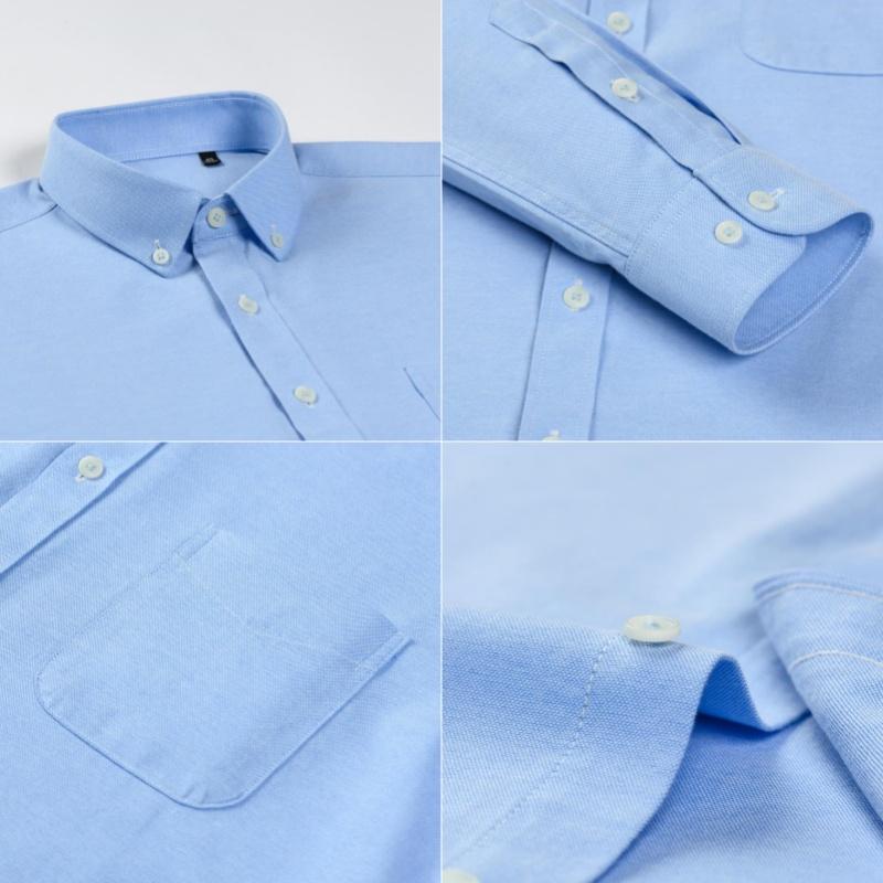 100%Cotton Men's Oxford Shirt Long Sleeved For Male Comfort Breathable Classic Regular Fit Casual Social Shirts Men Clothing