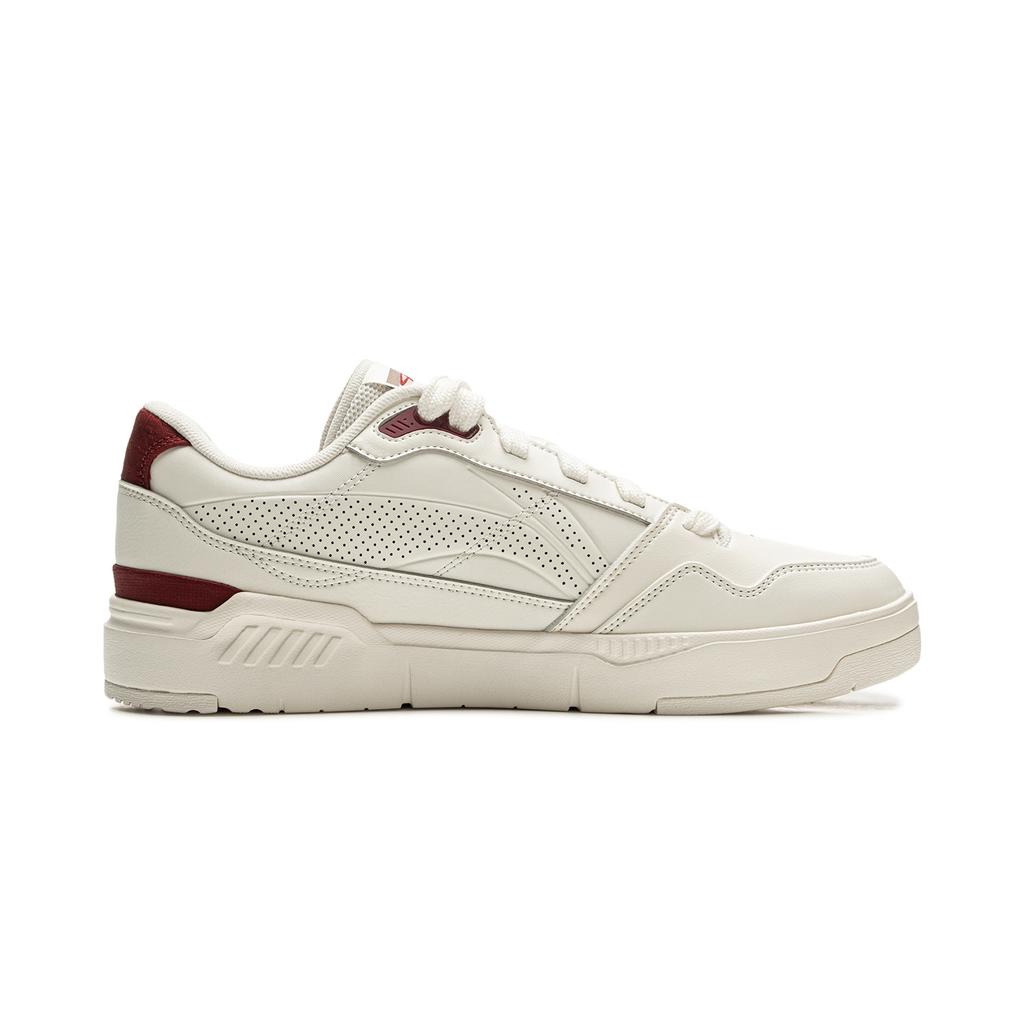 New LiNing Common 80s Anti Slip And Wear Resistant Height Increasing Low Top Skateboard Shoes Men's White Red AGCV023-1