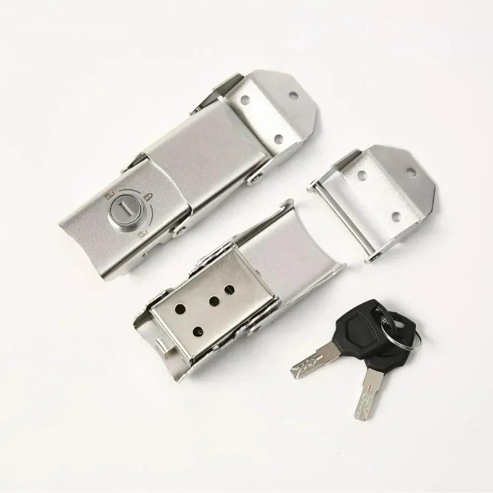 Weather Resistant Detachable Stainless Steel Motorcycle Buckle Lock with 2 Keys for Side Boxes Tail Boxes and Hinged Storage