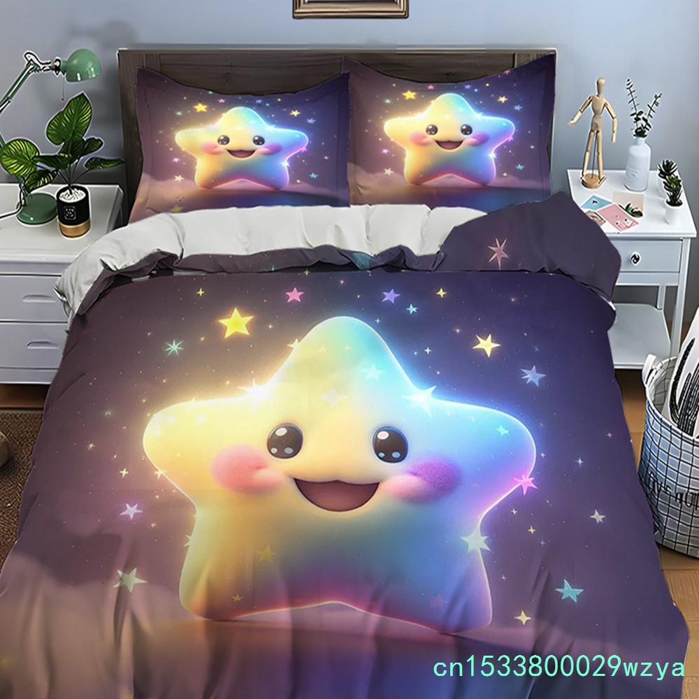 Cute Cartoon Stars Print Bedding Set Duvet Cover 1 Duvet Cover 2 Pillowcases Adult And Kids Bedding Set Luxury Children's Gifts