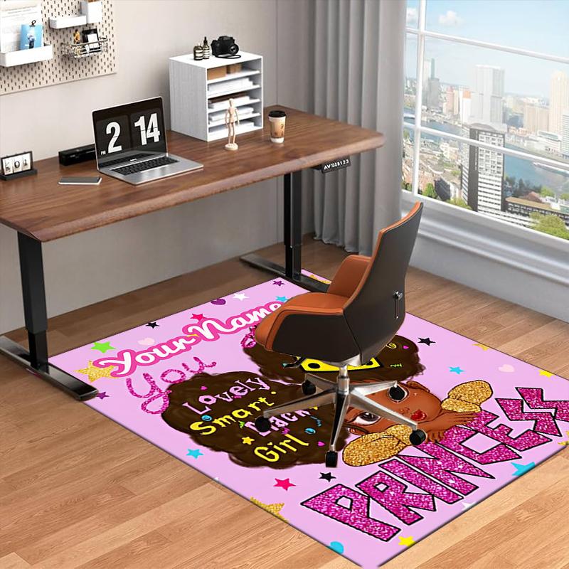 1PC Custom Name Black Princess" Theme Floor Mat Ideal for Living Room, Game Rooms, Office, Bedroom,Floor Mat Playful Design