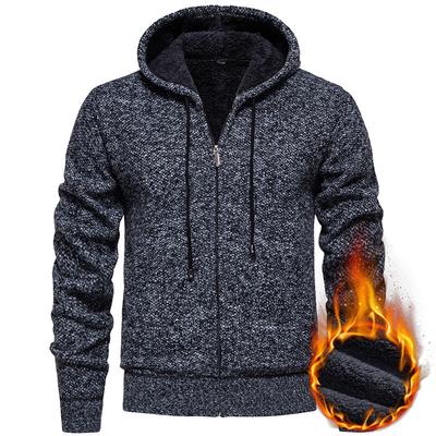 Hollow Autumn and Winter Sweater Men's Jacket Korean Style Trendy Plush Knitted Cardigan Men's Hooded Sweater