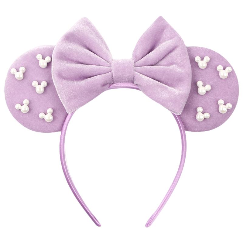 Ny Trendig Musöron Hårband Mickey 3.3" Sammet För Flickor Mjuk Rosett Hårband Halloween Festival Fest Resa DIY Håraccessoarer