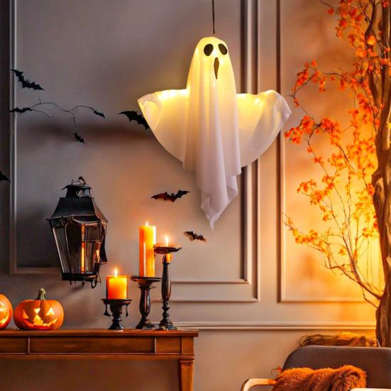 Yousheng Halloween Light Up Hanging Ghost Decoration Spooky LED Ghost Light for Indoor Front Porch Yard Bedroom Decor