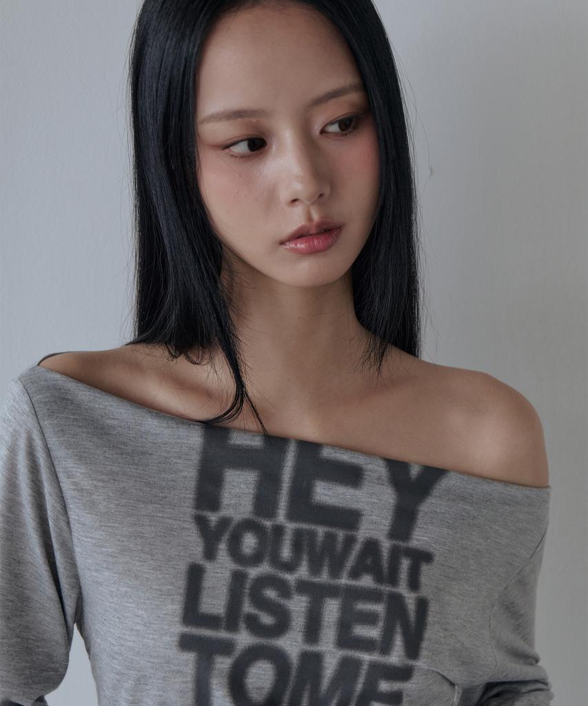 5OML Hey Off-Shoulder Long Sleeve (Melange Gray)