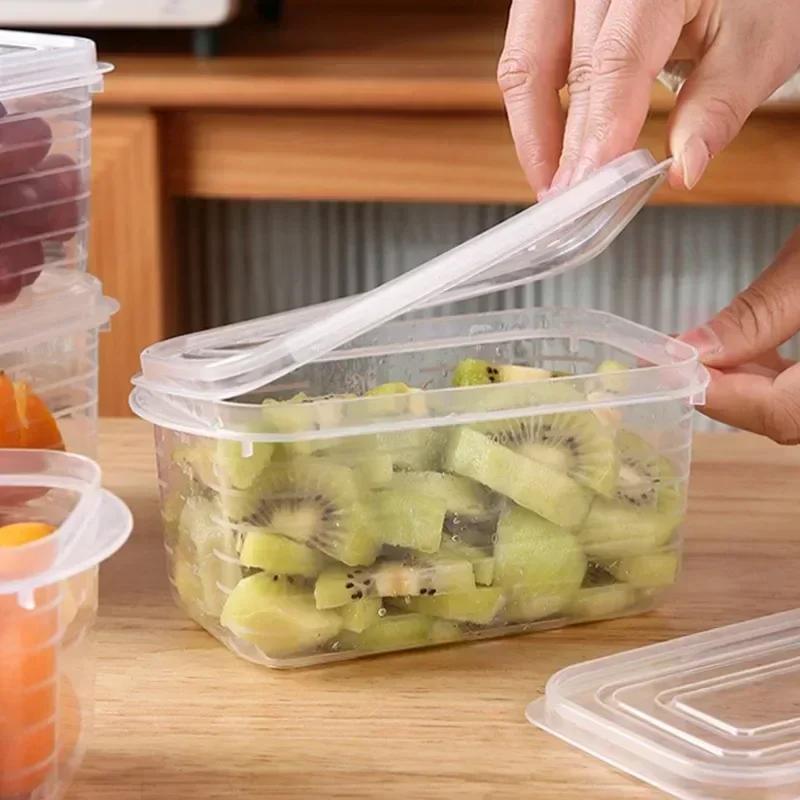 Caja de Almacenamiento para Refrigerador Organizador de Nevera Caja Crisper para Alimentos Frescos Frutas Verduras Contenedor de Almacenamiento para Carne Congelada Organizador de Cocina