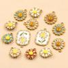 Stainless Steel Daisy Flower Drip Oil Pendants: 3 Styles, Golden Fresh Enamel Charms