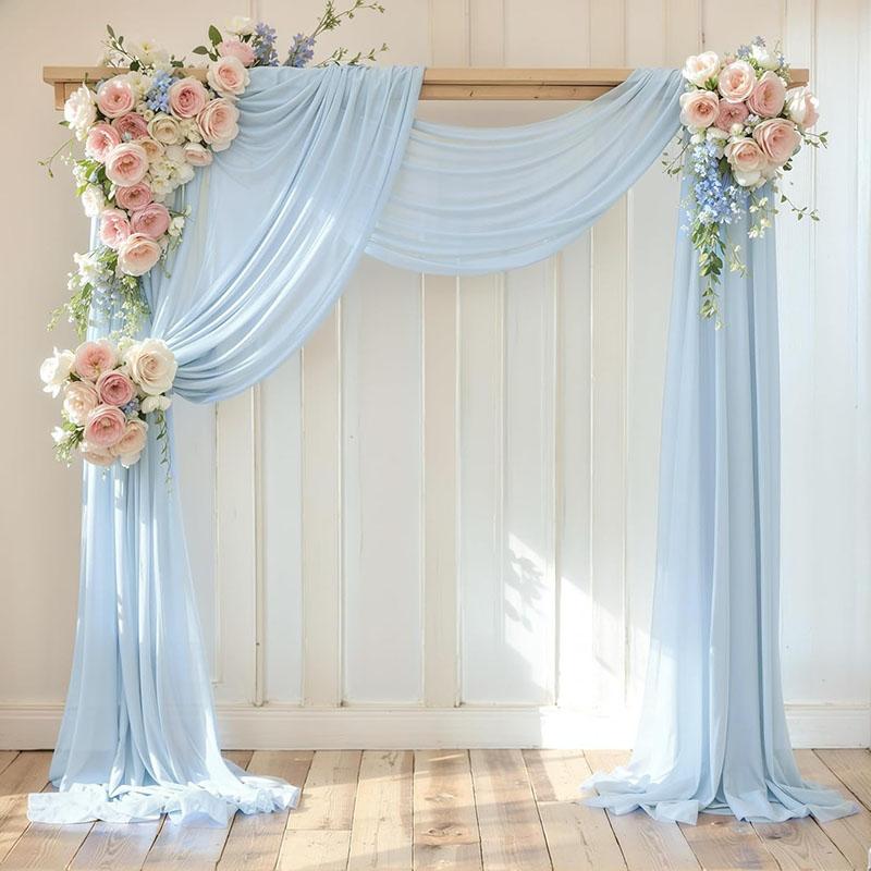Dark Green Chiffon Wedding Arch Draping Fabric Sheer Curtains Drapery Ceremony Reception Backdrop Curtain Party Swag Christmas