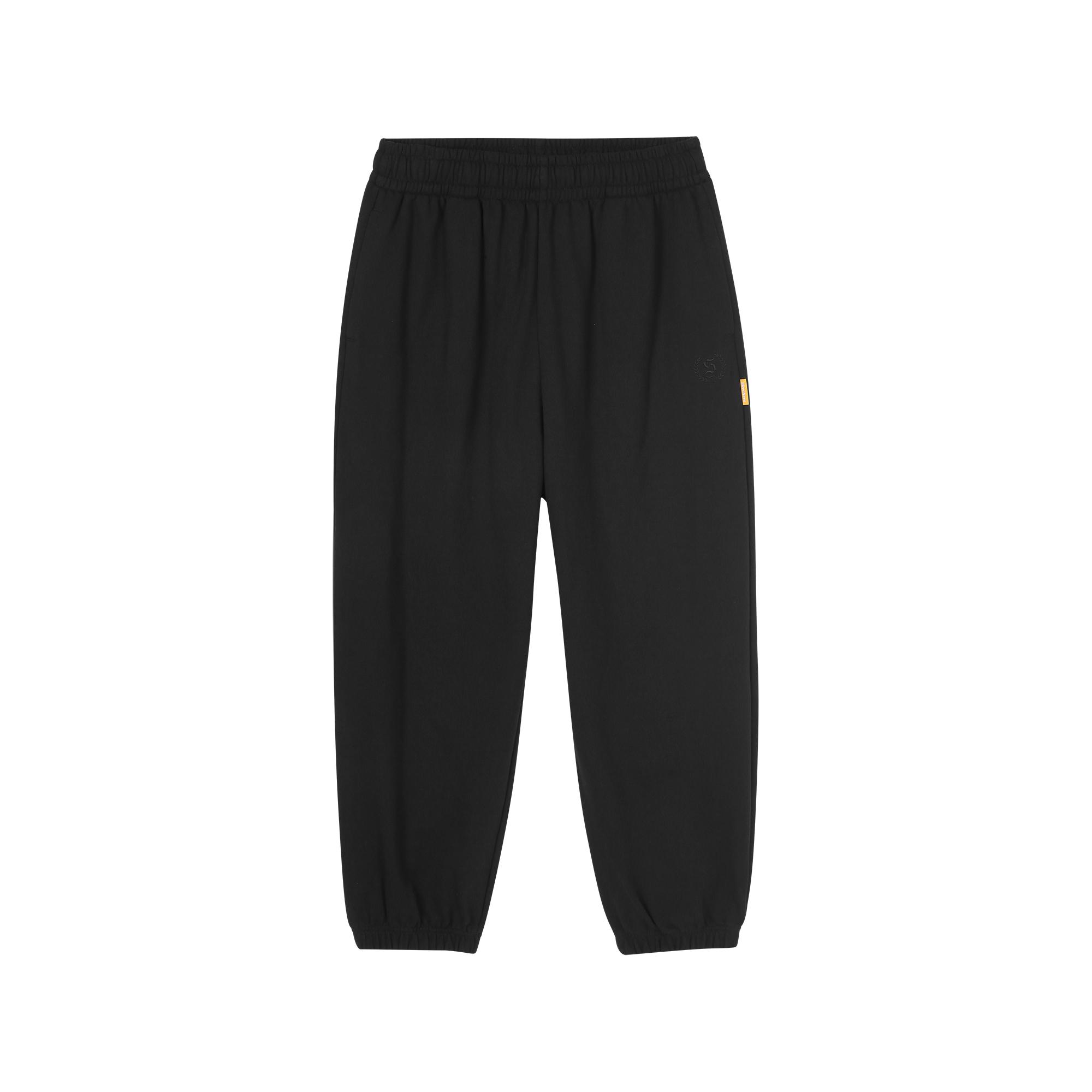 Skechers Solid Color Cuffed Mid Waist Loose Fit Sports Casual Pants Men bottoms Black L424M081-0018 M