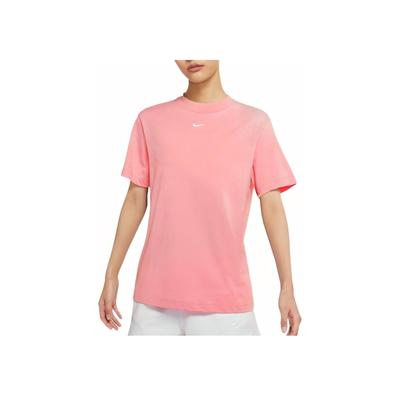 Camiseta Feminina de Manga Curta Respirável com Gola Redonda e Logo Bordado em Cor Sólida Tops Rosa DH4256-631