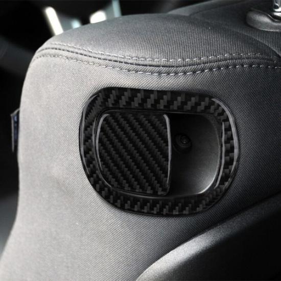 4Pcs For Dodge Challenger 2015- Carbon Fiber Seat Backrest Switch Cover Trim