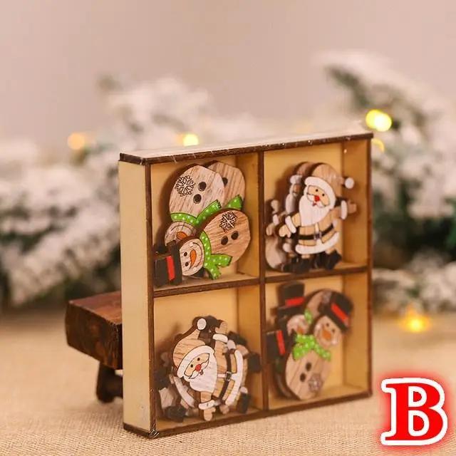 1pcs Christmas DIY Wood Craft Santa Elk Car Xmas Decorations Gift Christmas Tree Pendant New Year Home Decor Gifts