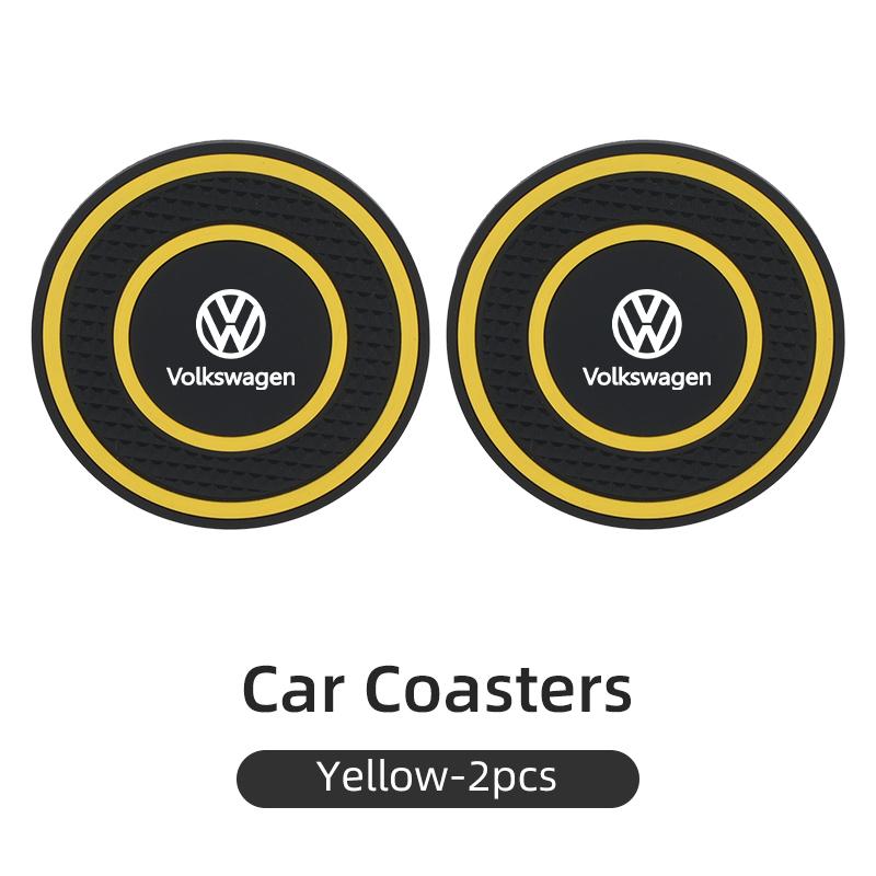 Car-Mounted Silicone Material Double-Ring Water Cup Coaster Anti-slip For VW Passat Golf Tiguan Polo Scirocco Touareg TouranOJ2