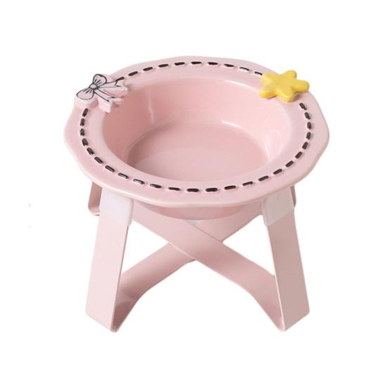 Ceramic Feeding Bowl for Dogs & Cats, Whisker Friendly Kitten Food Water Dish, Wide Shallow Pet Feeder Plate for Dry Wet Food