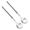 652F 2pcs Stainless Steel Adjustable Forks Spoon Telescopic Long Cutlery Dinning Utensils for BBQ Picnics and Kitchen Use