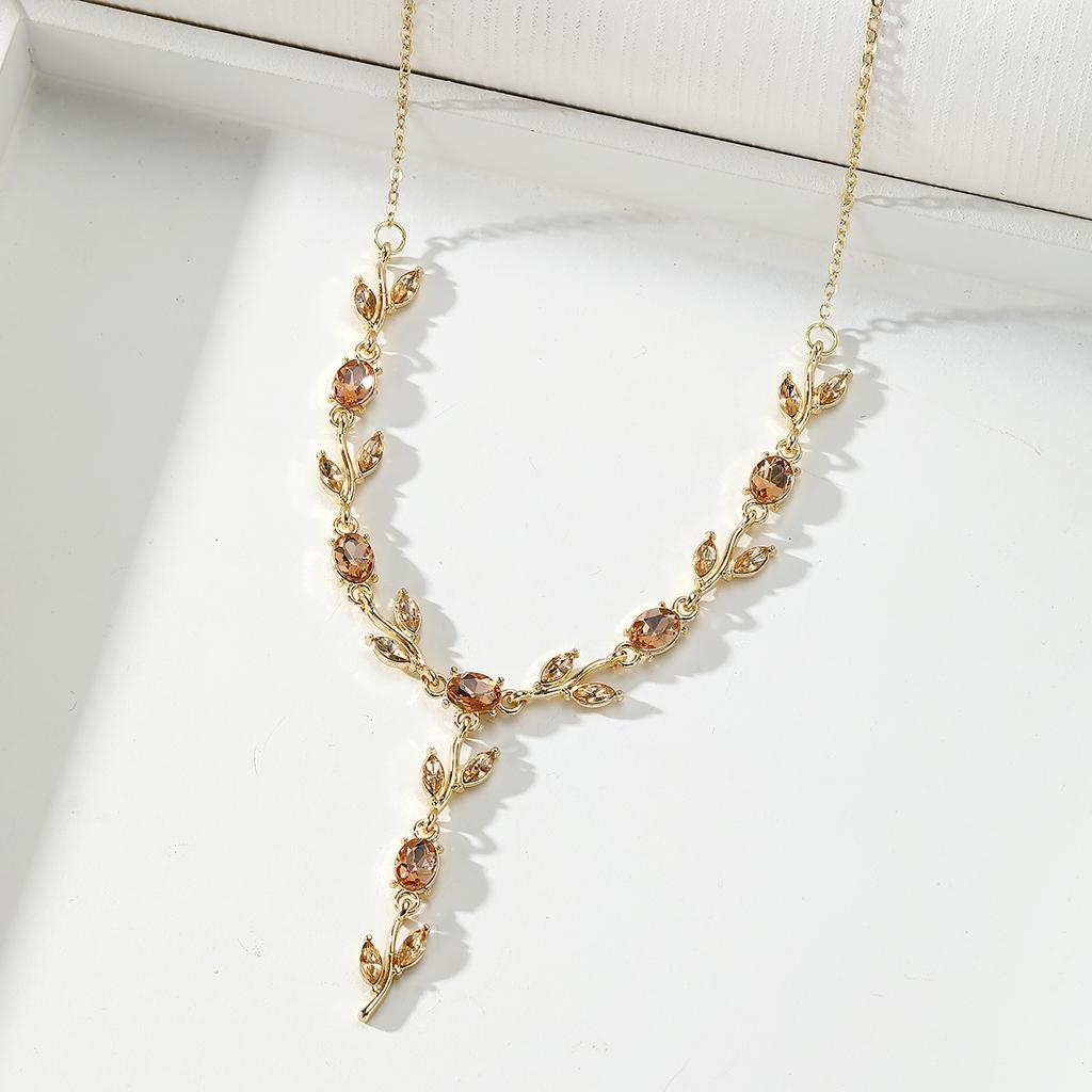 Resoul Gold Plated Crystal Pendant Tulip Necklace Flower Y Bohemian Wedding Necklace Fashion Jewelry